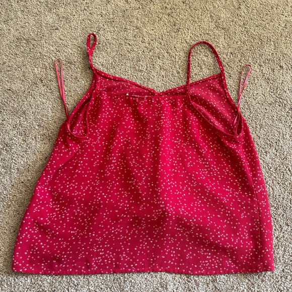 Lush Red Floral‎ Knot Front Cami Spaghetti Strap Top | Size M - Picture 3 of 3